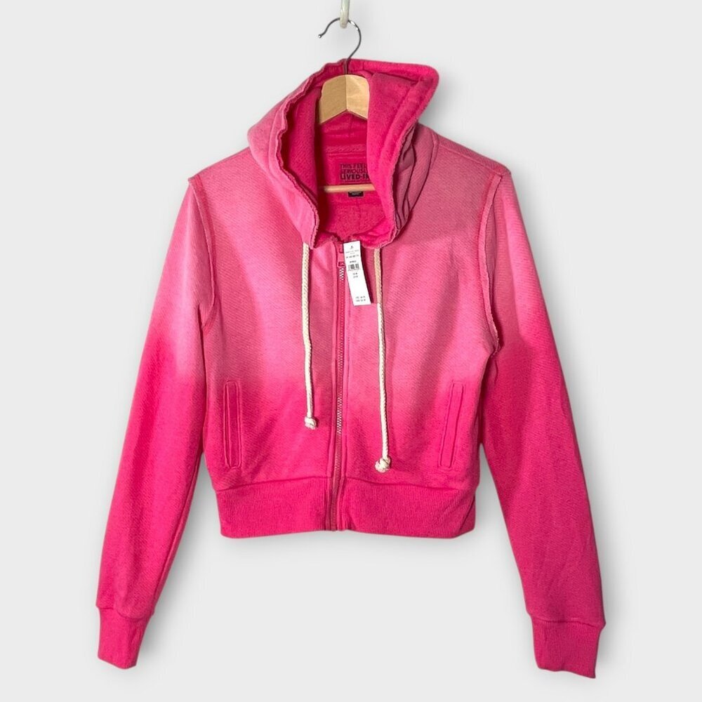 American Eagle Hoodie MEDIUM This Feels Seriously Lived In Pink Ombre Sweatshirt